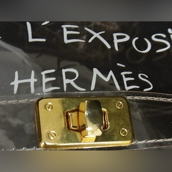 HERMES Vinyl Kelly PVC Gold Hardware Turnlock One Handle Handbag Clear - Picture 6 of 6
